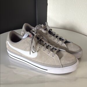 Nike Gray and White Sneakers with Suede Finish